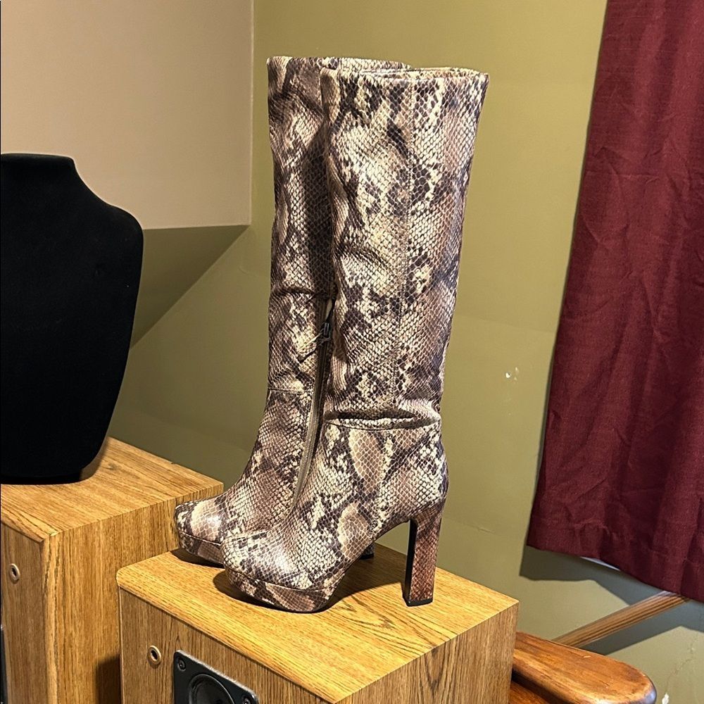 Worthington Faux Snakeskin Chunky Boot